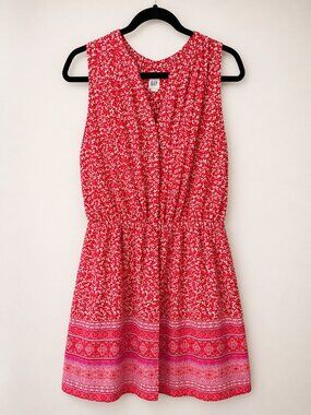 GAP Red Printed Mini Dress – Size M – Flowy & Flattering